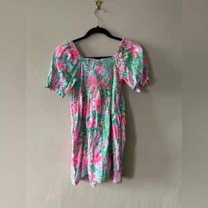 Lily Pulitzer kids girls Amalfi blue leaf it wild mini Delaney dress L 8-10 NWT
